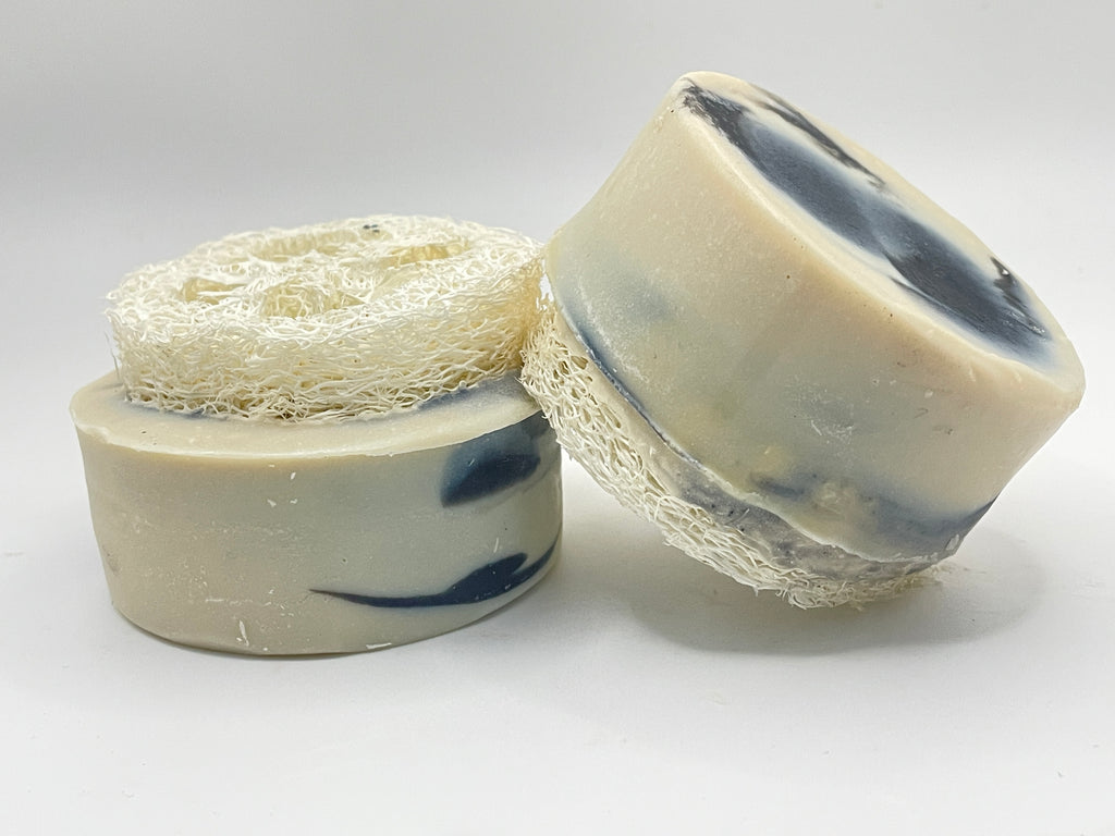 Marble Loofah Soap | Fragrance Free Cold Process Exfoliator | Natural Clays | Artisan Vegan Recipe