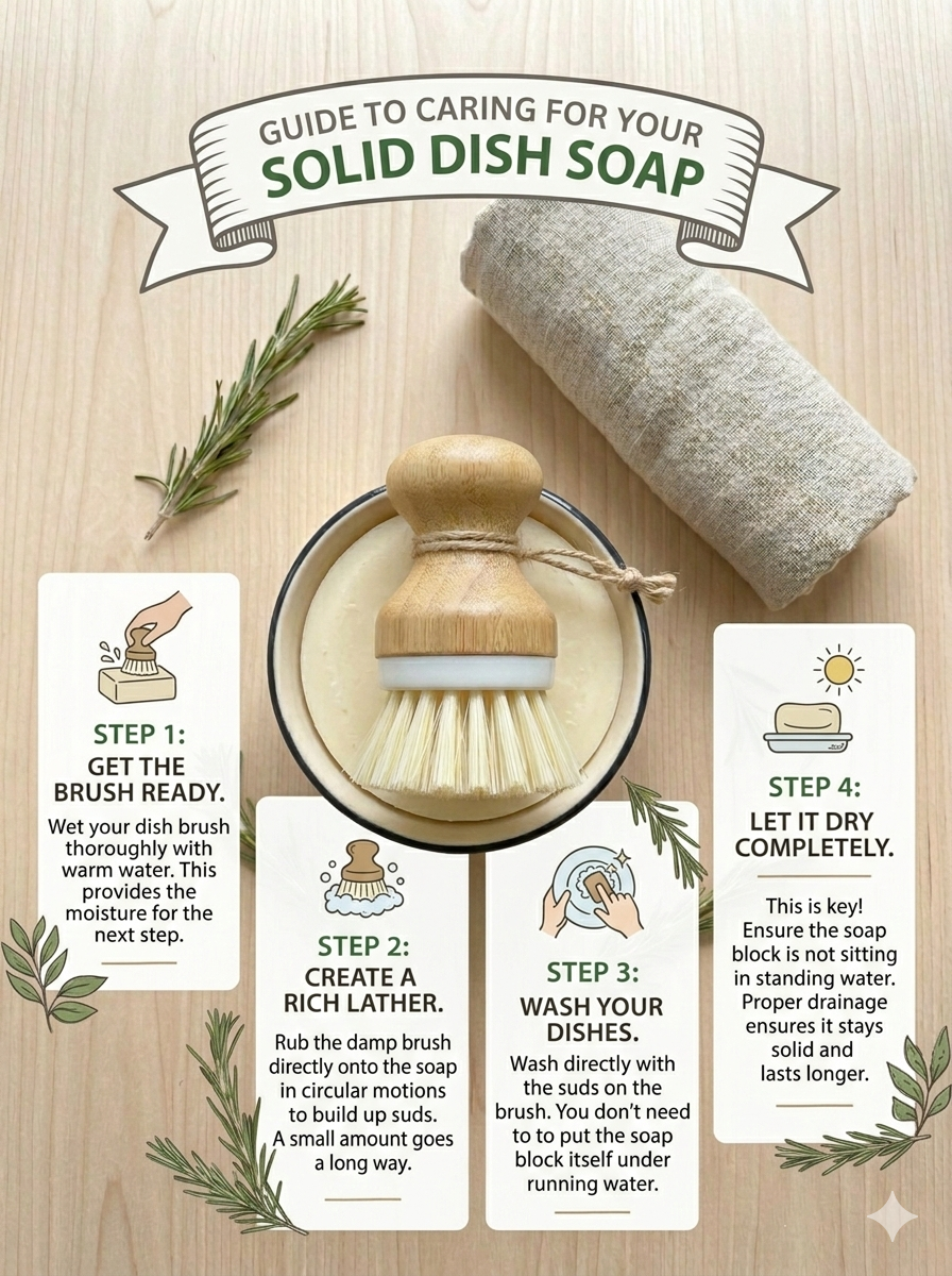 Bee Clean Natural Solid Dish Soap | Plastic-Free & Zero-Waste Long Lasting Artisanal Kitchen Soap