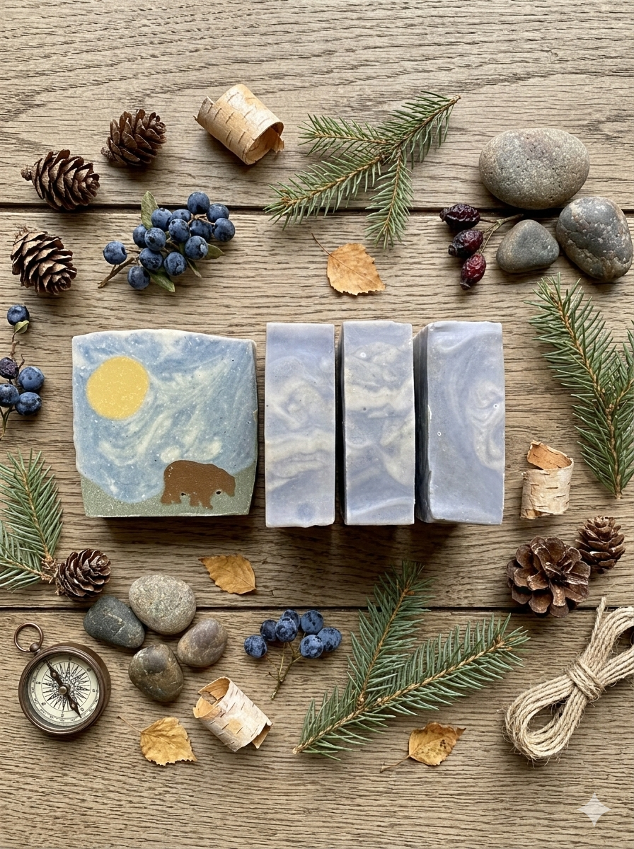 Artisan Bear Landscape Soap - Shea Butter & Natural Clays - Wild Forest Soap