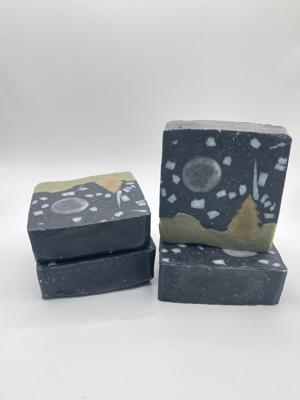 Starry Night Artisanal Night Sky Soap |Natural Indigo Leaves & Charcoal Landscape Bar