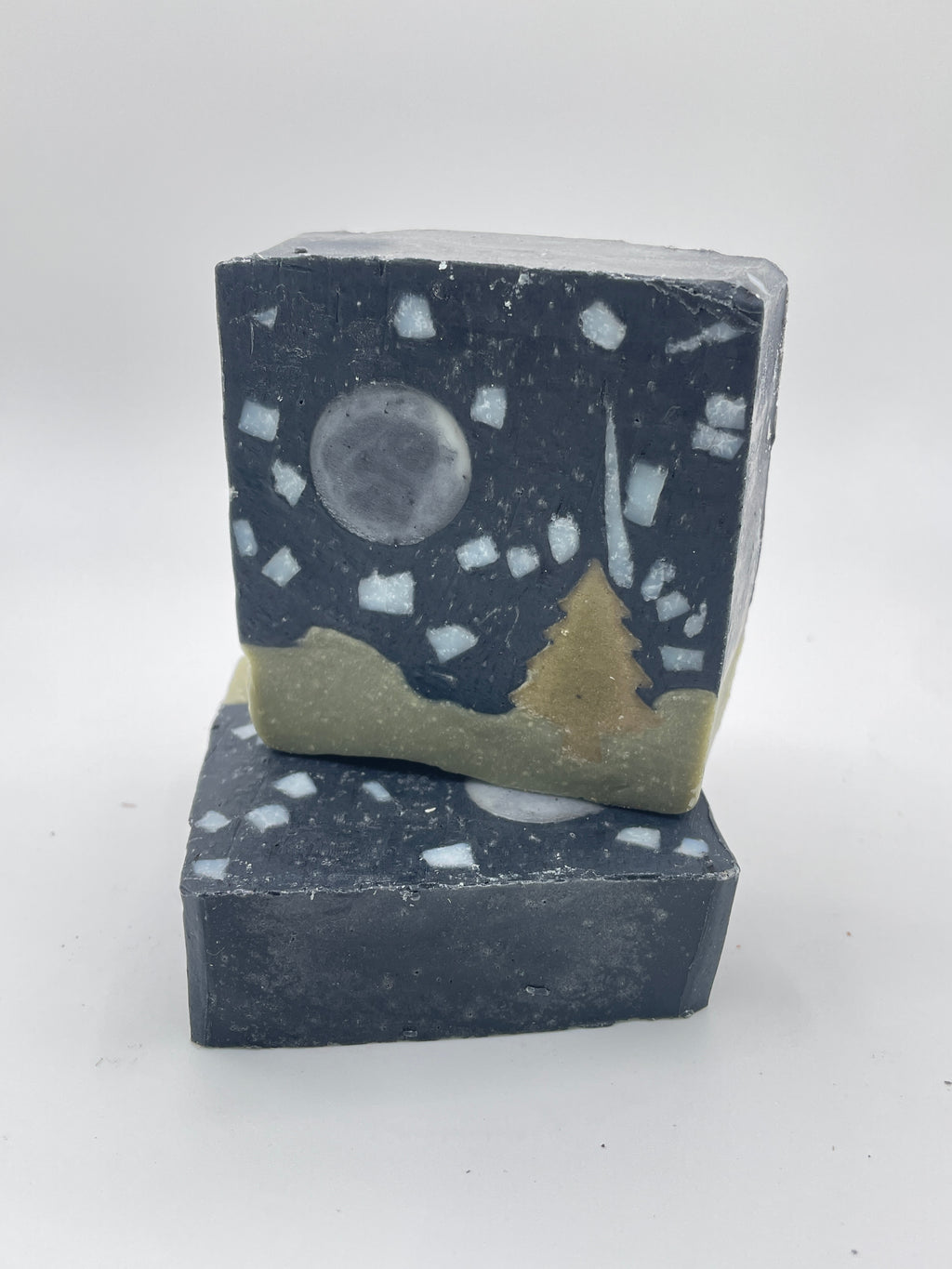Starry Night Artisanal Night Sky Soap |Natural Indigo Leaves & Charcoal Landscape Bar