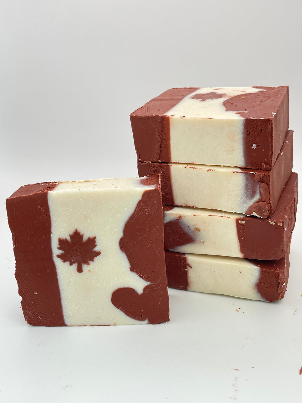 Handmade Canadian Flag Soap - Unscented Red Clay & Kaolin Clay Bar