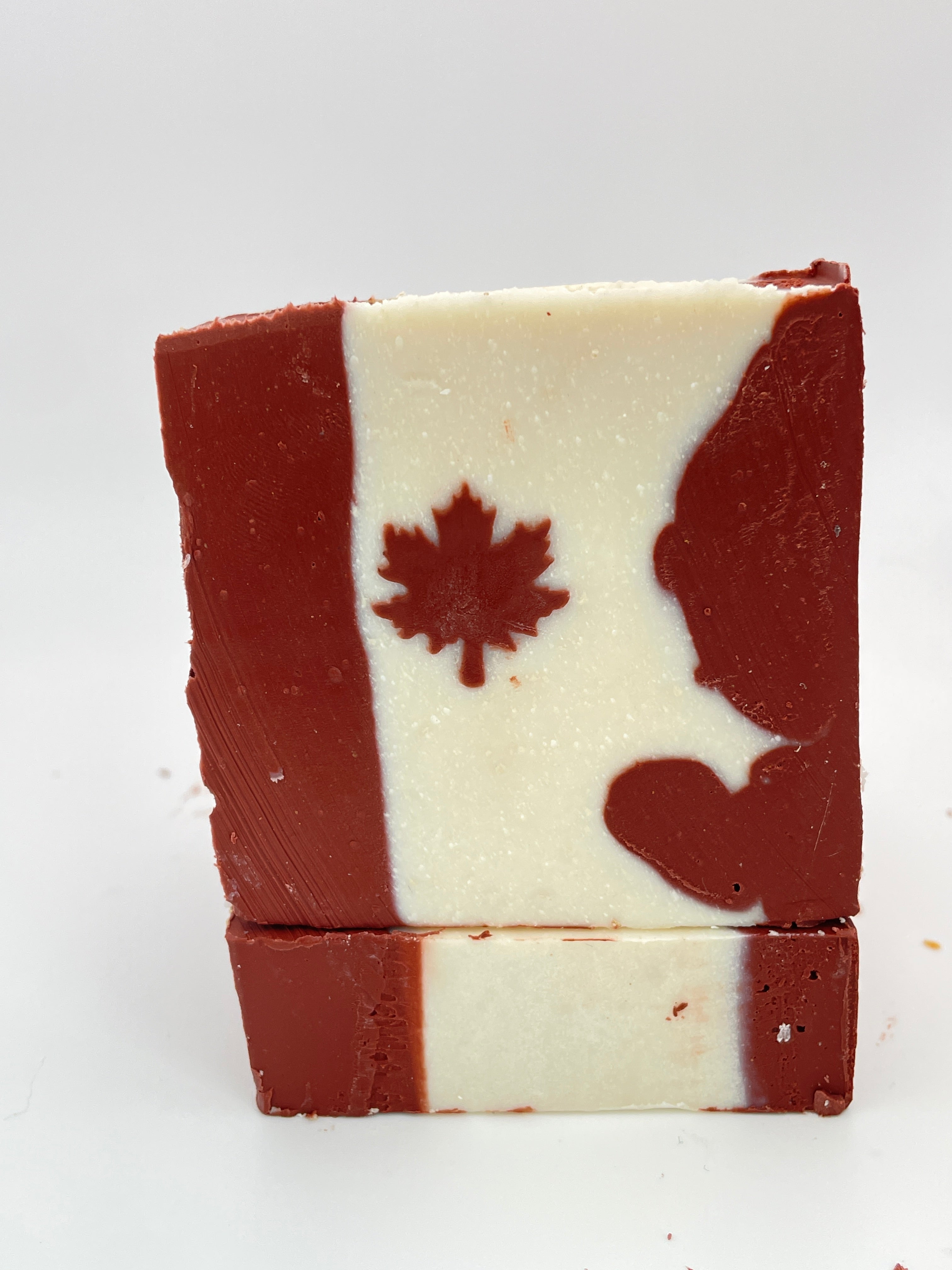 Handmade Canadian Flag Soap - Unscented Red Clay & Kaolin Clay Bar