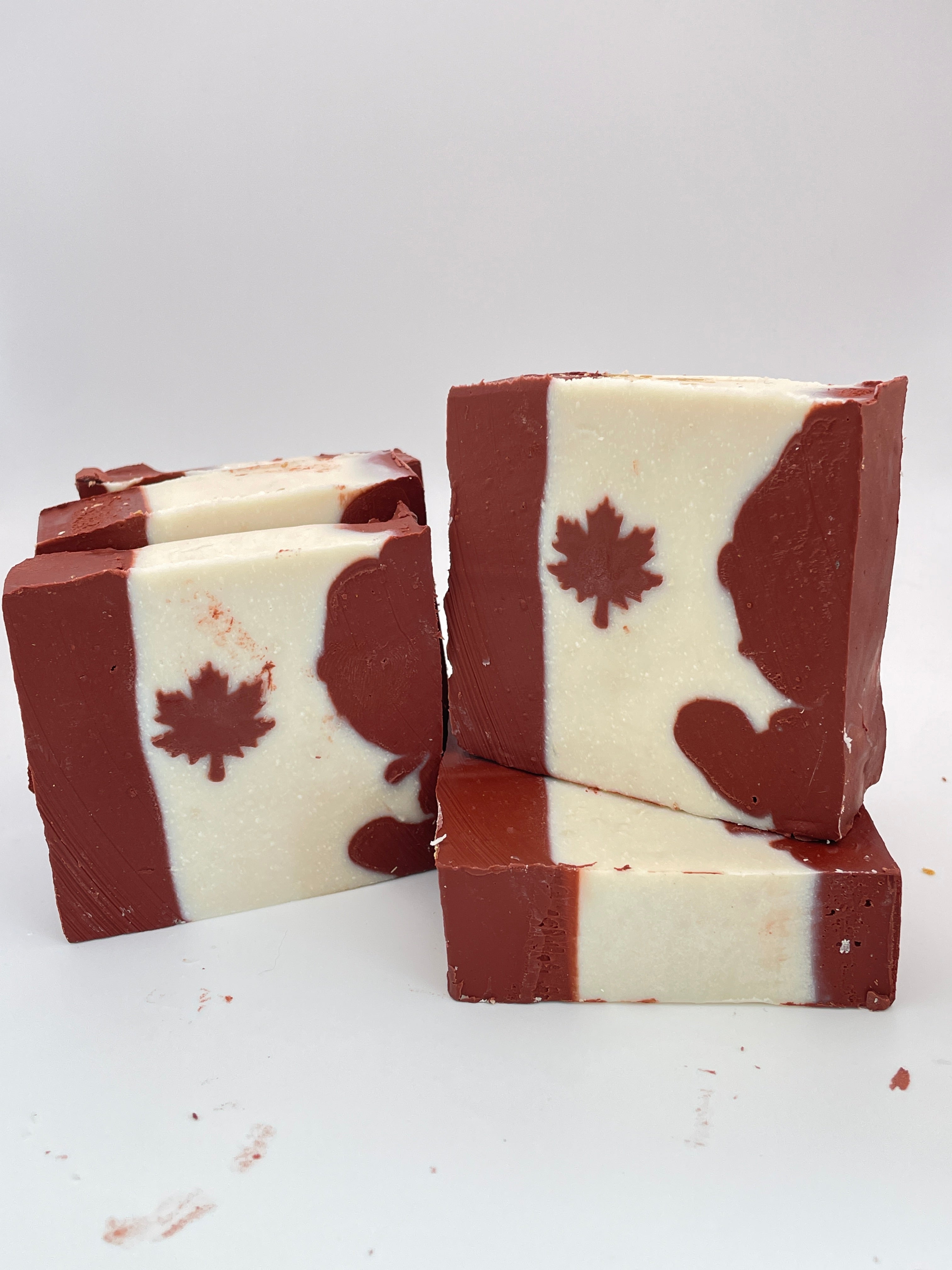 Handmade Canadian Flag Soap - Unscented Red Clay & Kaolin Clay Bar