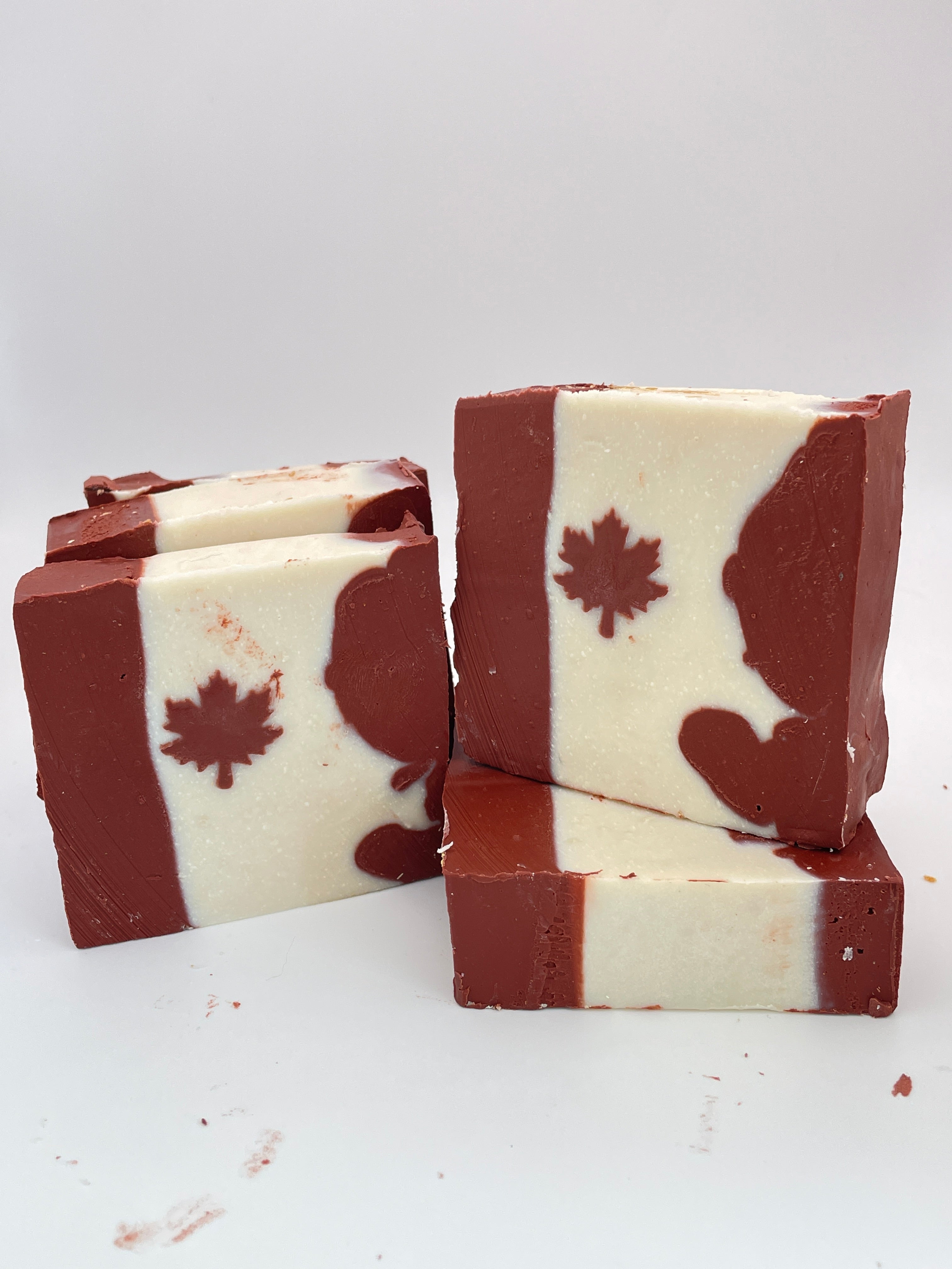 Handmade Canadian Flag Soap - Unscented Red Clay & Kaolin Clay Bar