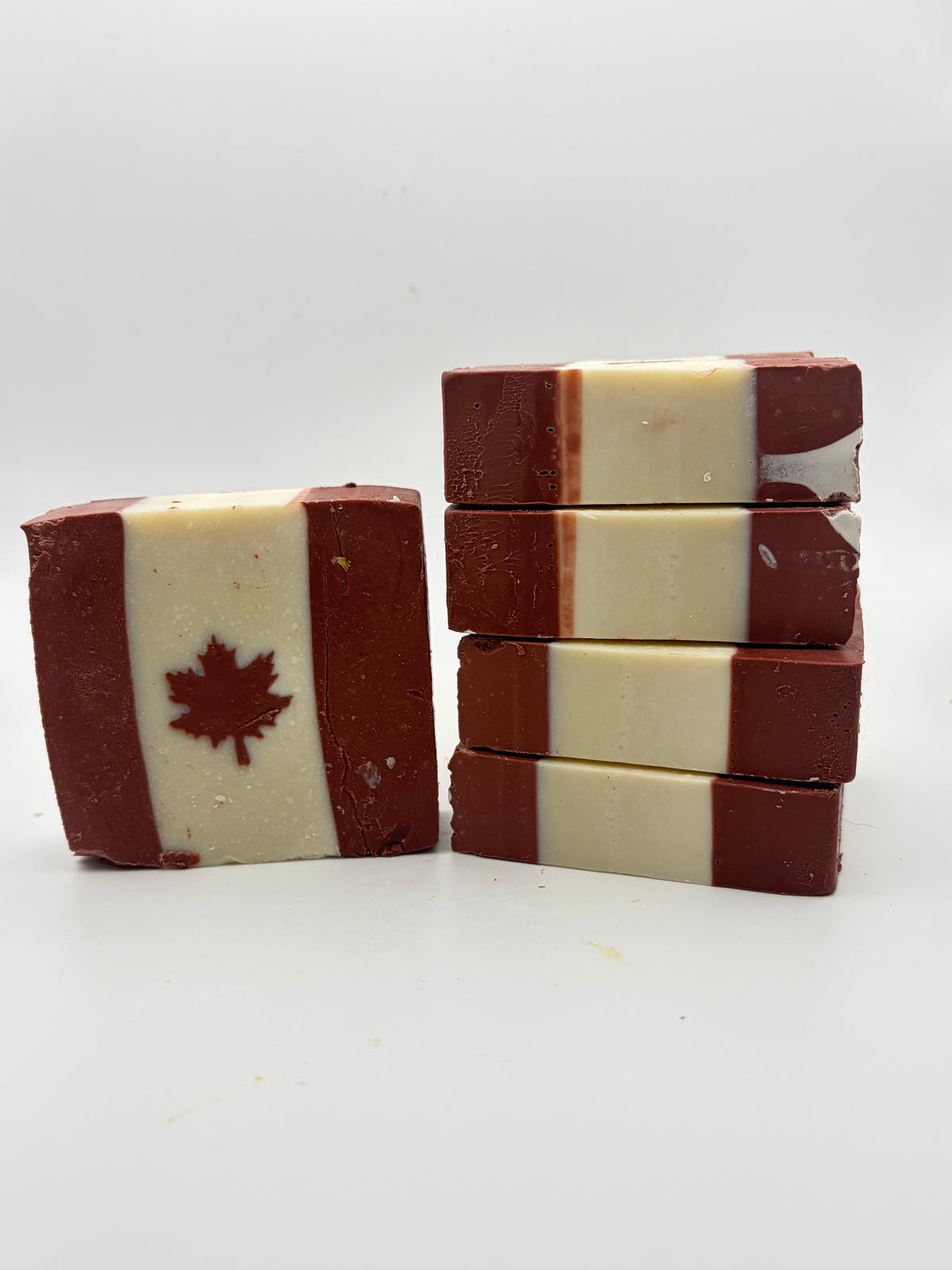 Handmade Canadian Flag Soap - Unscented Red Clay & Kaolin Clay Bar